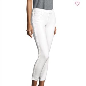 J Brand Skinny White jeans with side braid